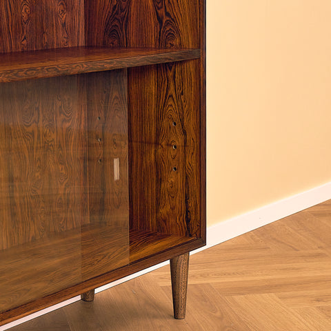 Santos Rosewood Bookshelf with Sliding Glass Doors
