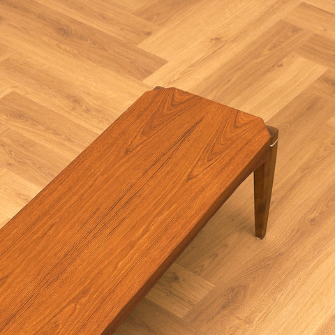 Teak Side Table with Metal Leg Brackets