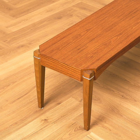 Teak Side Table with Metal Leg Brackets