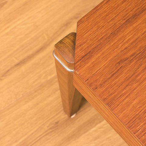 Teak Side Table with Metal Leg Brackets