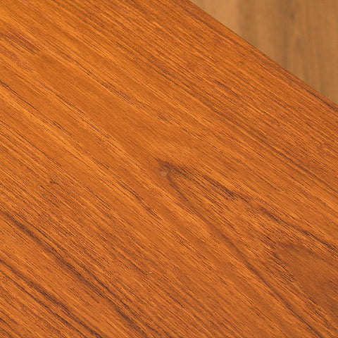 Teak Side Table with Metal Leg Brackets