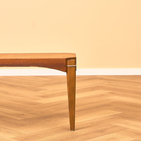 Teak Side Table with Metal Leg Brackets