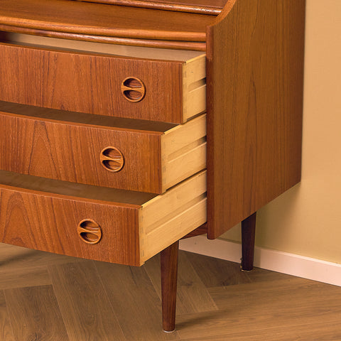G. Falsig Teak Secretary Writing Desk with Glass Doors