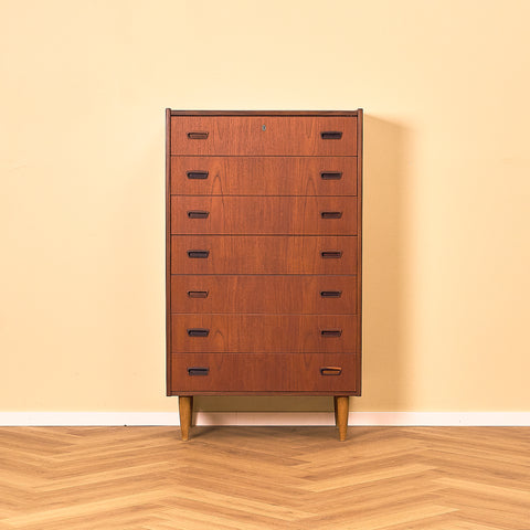 Tall Teak Chest of Drawers with Seven Drawers