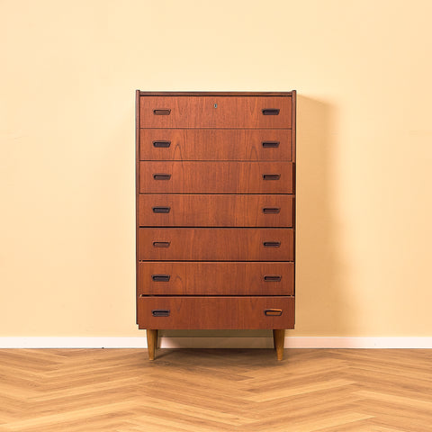Tall Teak Chest of Drawers with Seven Drawers