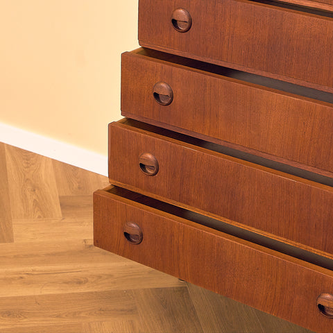 Teak Chest of Drawers with Round Pulls