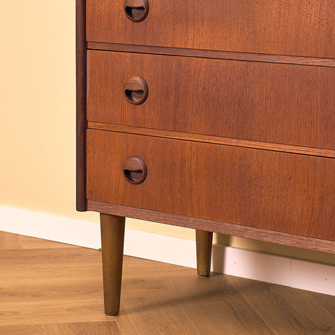 Teak Chest of Drawers with Round Pulls