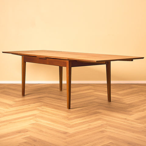 Large Danish Teak Dining Table with Square Tapered Legs