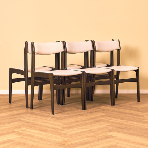 Danish set of 7 dining chairs by Erik Buch for Nova Stolefabrik