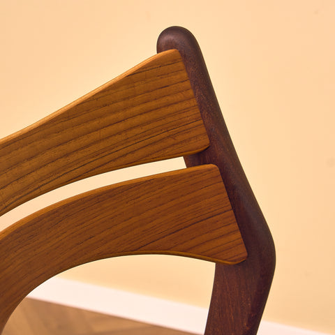 Danish dining chairs in walnut and teak by Erik Buch for Chr. Christensen Møbelfabrik, model 310