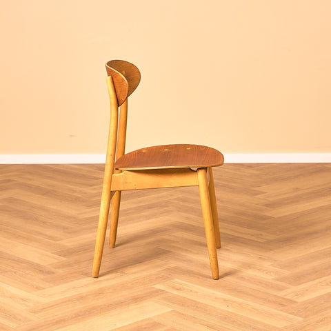 Swedish dining chairs in teak and beech, model 'Eva' by Sven -Erik Fryklund for Hagafors stolfabrik AB, Nässjö