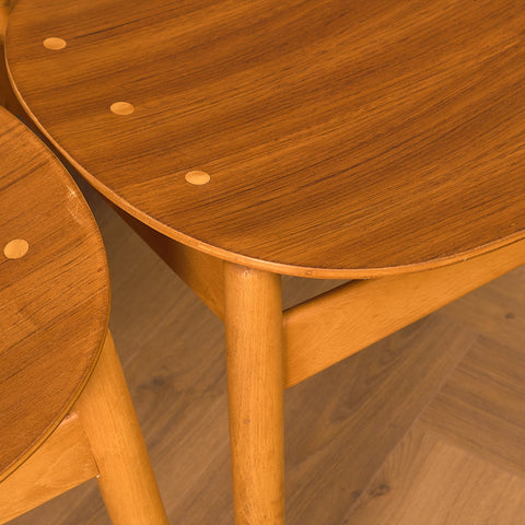 Swedish dining chairs in teak and beech, model 'Eva' by Sven -Erik Fryklund for Hagafors stolfabrik AB, Nässjö