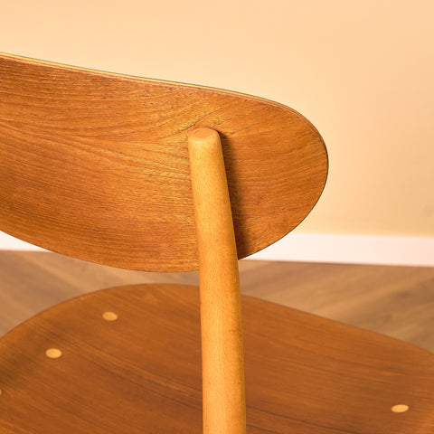 Swedish dining chairs in teak and beech, model 'Eva' by Sven -Erik Fryklund for Hagafors stolfabrik AB, Nässjö