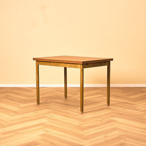 Swedish Teak and Beech Dining Table with Draw Leaves