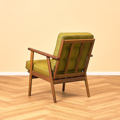Danish Oak Armchair with Walnut Armrests