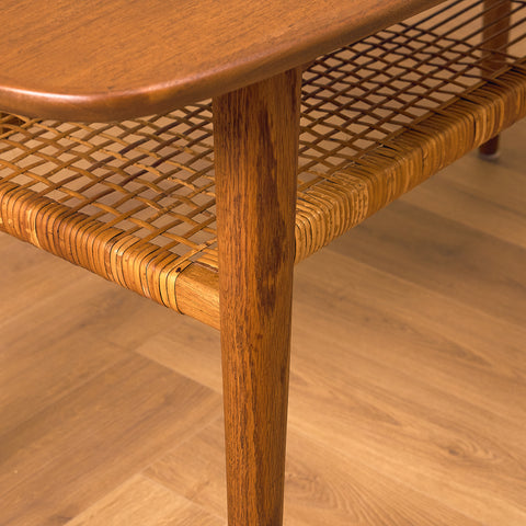 Swedish coffee table in teak and oak by Børge Mogensen for Fredericia möbler