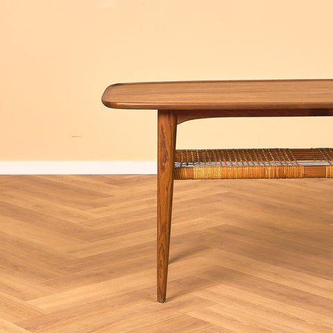 Swedish coffee table in teak and oak by Børge Mogensen for Fredericia möbler