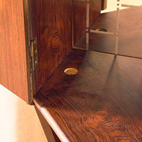 Danish corner bar cabinet in Santos rosewood by Omann Jun Møbelfabrik