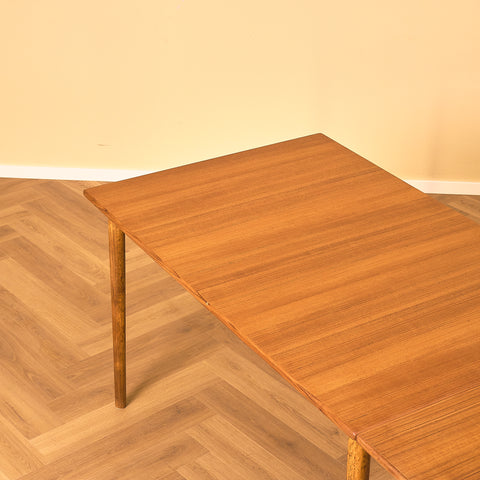 Swedish rectangular dining table in teak and oak