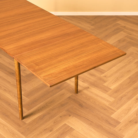 Swedish rectangular dining table in teak and oak