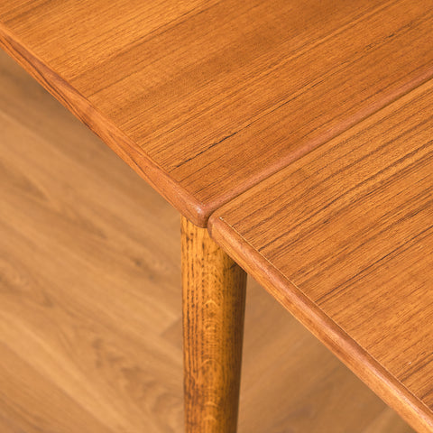 Swedish rectangular dining table in teak and oak