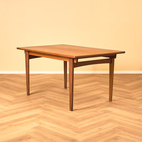 Swedish rectangular dining table in teak and walnut