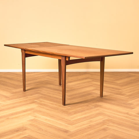 Swedish rectangular dining table in teak and walnut