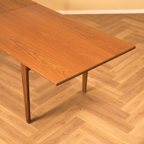 Swedish rectangular dining table in teak and walnut