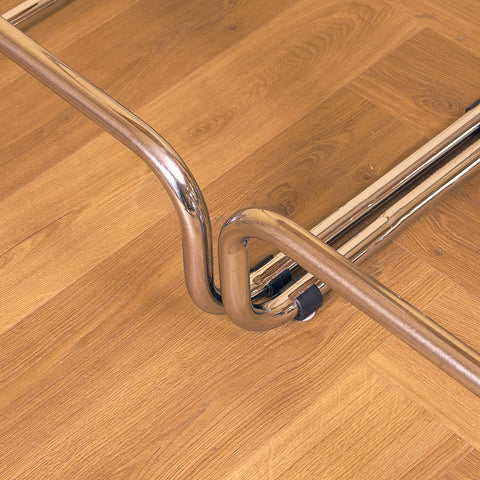 Italian set of 4 bar stools in chrome and beech