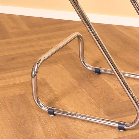 Italian set of 4 bar stools in chrome and beech