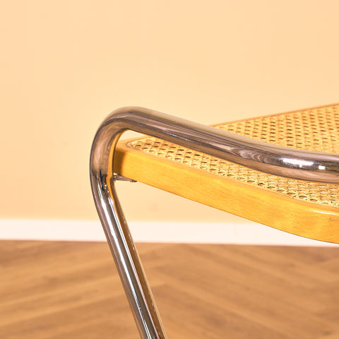 Italian set of 4 bar stools in chrome and beech
