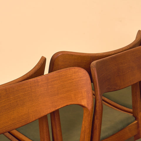 Danish dining chairs in teak by Henning Kjaernulf for Korup Stolefabrik