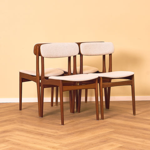 Danish dining chairs in teak by B. Rasmussen for Thorso Møbelfabrik