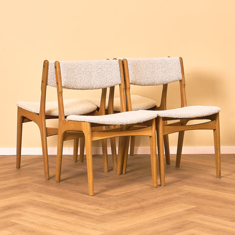 Danish set of 4 dining chairs in solid oak by Erik Buch