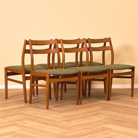 Swedish dining chairs in solid teak by Ulferts