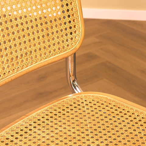Italian set of 6 dining chairs in beech by Marcel Breuer