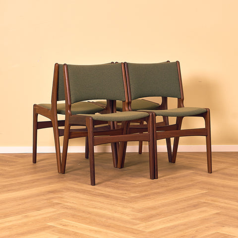 Danish dining chairs in walnut by Erik Buch for Anderstrup Møbelfabrik, model 89