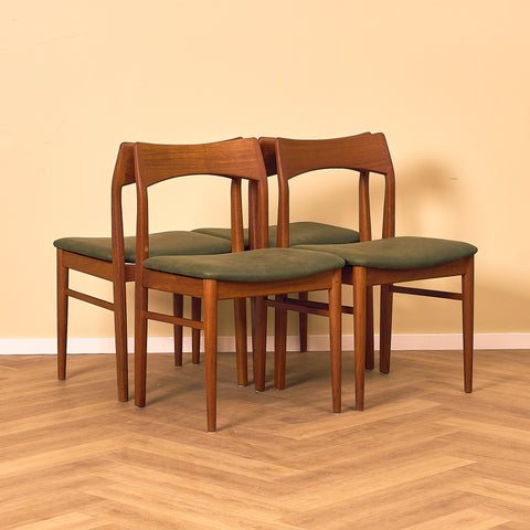 Danish dining chairs in teak by Henning Kjaernulf for Vejle Stolfabrik