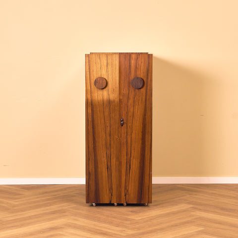 Danish corner bar cabinet in Santos rosewood by Erik Buck and Johannes Andersen for Dyrlund