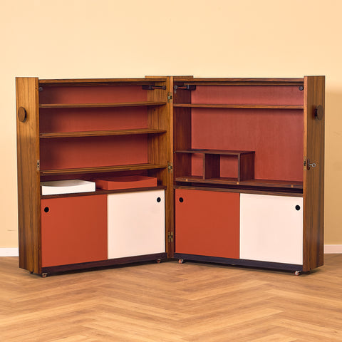 Danish corner bar cabinet in Santos rosewood by Erik Buck and Johannes Andersen for Dyrlund