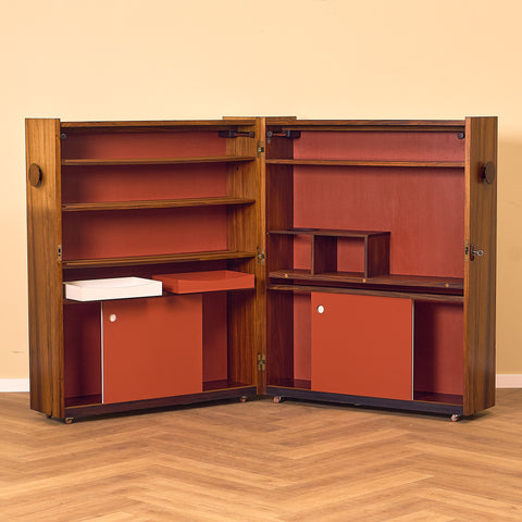 Danish corner bar cabinet in Santos rosewood by Erik Buck and Johannes Andersen for Dyrlund