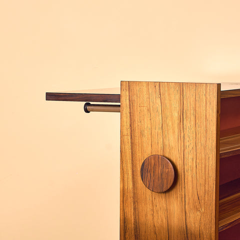 Danish corner bar cabinet in Santos rosewood by Erik Buck and Johannes Andersen for Dyrlund