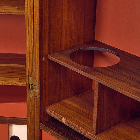 Danish corner bar cabinet in Santos rosewood by Erik Buck and Johannes Andersen for Dyrlund