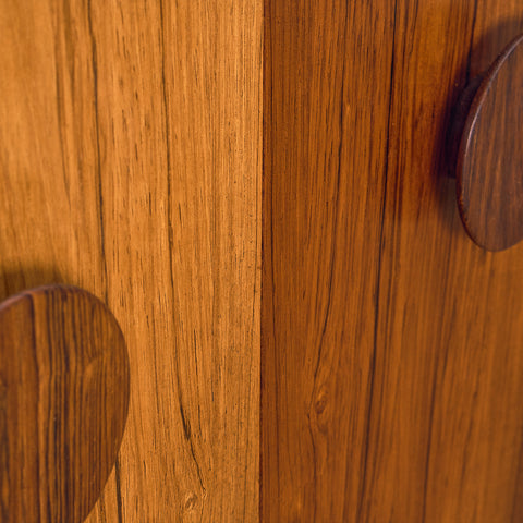 Danish corner bar cabinet in Santos rosewood by Erik Buck and Johannes Andersen for Dyrlund
