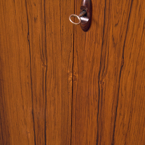 Danish corner bar cabinet in Santos rosewood by Erik Buck and Johannes Andersen for Dyrlund