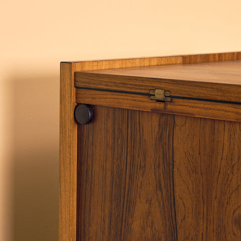 Danish corner bar cabinet in Santos rosewood by Erik Buck and Johannes Andersen for Dyrlund