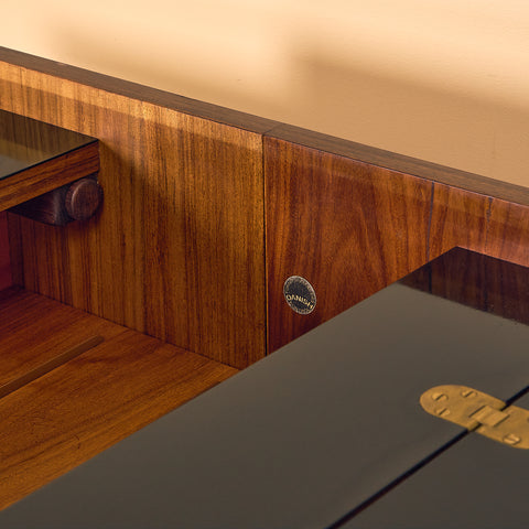 Danish corner bar cabinet in Santos rosewood by Erik Buck and Johannes Andersen for Dyrlund