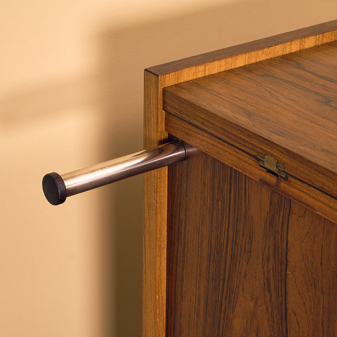 Danish corner bar cabinet in Santos rosewood by Erik Buck and Johannes Andersen for Dyrlund