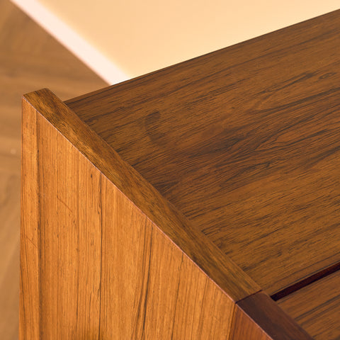 Danish corner bar cabinet in Santos rosewood by Erik Buck and Johannes Andersen for Dyrlund