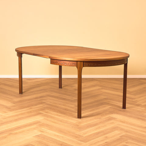 Swedish round dining table in walnut by Nils Jonsson for Troeds